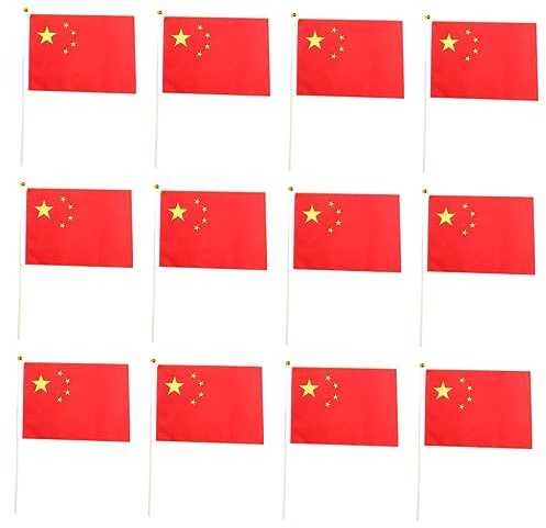 CIYODO Drapeaux Nationaux Chinois Décoratifs Drapeaux Chinois Agités La Main Pour Décoration Extérieure 50 Pièces En Polyester Robuste
