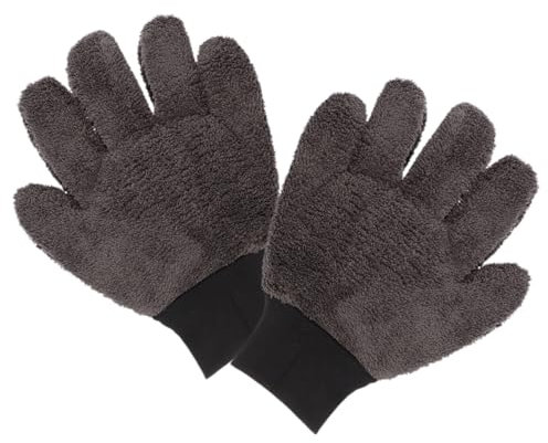 FUNOMOCYA 1 Par Guantes de Lavado de Coche de Coral Guantes de Microfibra Lavables para Limpieza Interior y Exterior sin Arañazos de Gris
