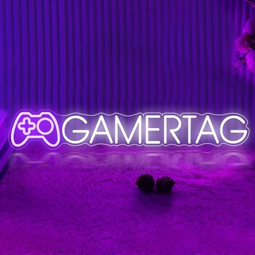 Benutzerdefiniertes Gamer-Namens-Neonschild, dimmbares Gamer-Benutzername-Neonlicht für Wanddekoration, personalisiertes Gamer-Tag-LED-Leuchtschild für Gaming-Zimmer-Schlafzimmer Spielgeschenke