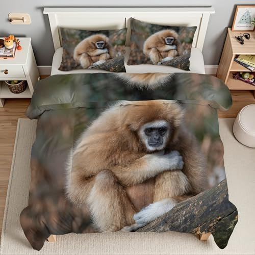 Piumino Matrimoniale Gorilla Trapunte Tronchi Piumone Imbottito Resistente Lavabile, Super Morbida Trapunta, piumini 240x260 cm in Microfibra Reversibile e 2 Federa 50x80 cmT2622