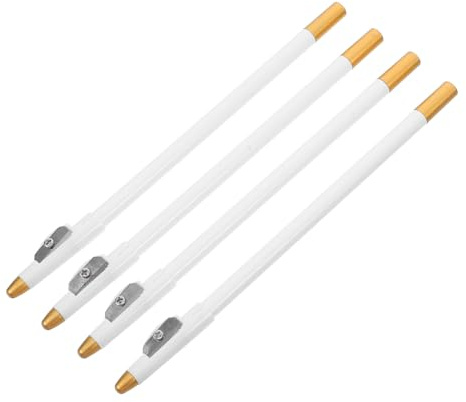 CLISPEED 4 Stück Teiliges Barber Pencil Set mit Integriertem Anspitzer Weißer Bart Haarlinienstift für Präzise Konturen Wasserfeste Augenbrauen Bartguide pinsel Feine Spitze für