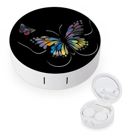 fkgvwo Contact Lens Case Butterfly Black Contact Lens Box Travel Kit Portable for Travel & Home
