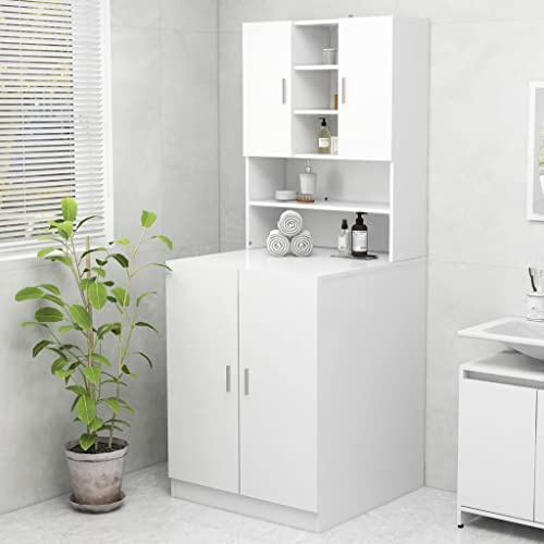 Genérico Armario De Lavadora Blanco 70,5x25,5x90 Cm, Casa Y Jardín, Accesorios Para Electrodomésticos, Accesorios Para Lavadoras Y Secadoras, 808386