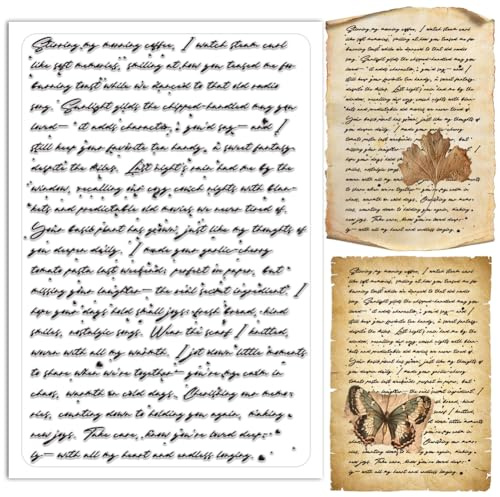 PRESSINART Wort Hintergrund Klarsichtstempel Für Kartengestaltung 6.3 x 4.3 Zoll Transparente Silikonstempel Wiederverwendbare Textgummivorlagen Für DIY Scrapbooking Fotosalbum Journal