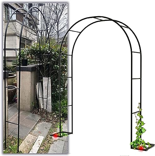 Treillis Arche de Rosier Résistant aux Intempéries Arche de Jardin en Fer Noir Solide pour Plantes Grimpantes Parfaite pour Jardin Extérieur Décoration Mariage,300×220×40cm