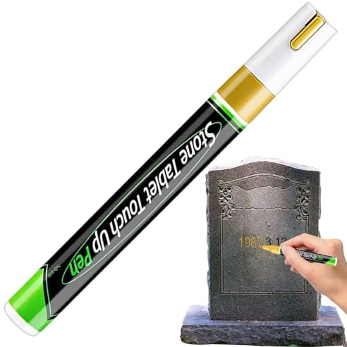 Feutre Doré Pierres Tombales, Stylo Peinture Dorée Imperméable Inscriptions Pierre Tombale, Stylos Marqueurs Dorés Peinture Pierres Tombales, Stylos Marqueurs Base Huile Résistants UV Pierre Tombale