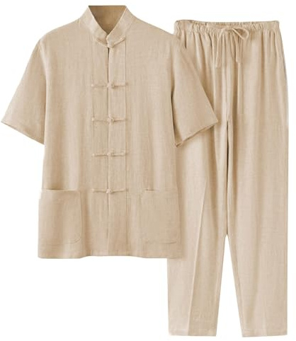 Costume de tai chi pour homme, style chinois, à manches longues, en coton et lin, chemise + pantalon, 2 pièces, vêtements d'arts martiaux traditionnels, respirant, uniforme de Kung Fu