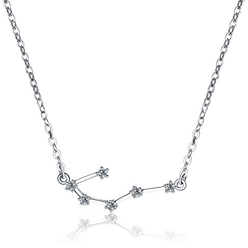 H.ZBRUJ Chic 925 Silver Zodiac Pendant Aries Sign for Women CZ Necklace Gift to Mother Lover Girlfriend Wife Daughter