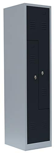 Lüllmann Spind 2er Z-Spind Garderobenschrank Anthrazit 1800x415x500mm | Komplett montiert, Stahl, Für Umkleide