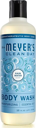 Mrs. Meyer's Moisturizing Body Wash for Women and Men, Biodegradable Shower Gel Formula Made with Essential Oils, Rain Water, 16 oz