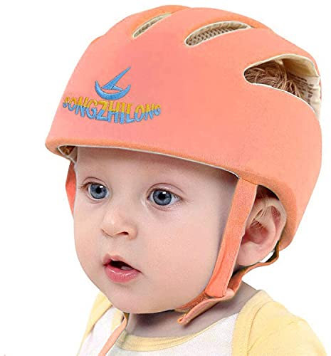 IULONEE Baby Helm Kleinkind Schutzhut Kleinkind Kopfschutz Baumwolle Hut Kleinkind Verstellbarer Schutzhelm (Orange)
