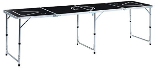 Tidyard Bier Pong Tisch Set us Aluminium (höhenverstellbar & zusammenklappbar),Bierpong Bier-Pong Beerpong Tisch 240 x 60 x (54-76) cm,Faltbar für einfache Lagerung und Transport
