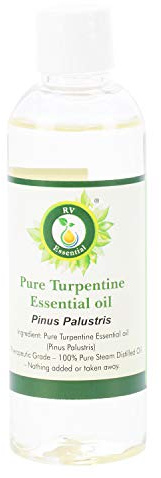 Terpentin ätherische Öl | Pinus palustris | Zum Malen | Terpentin Öl | Zur Schmerzlinderung | 100% reines natürlich | Dampf destilliert | Turpentine Essential Oil | 200ml | 6.76 Unzen By R V Essential