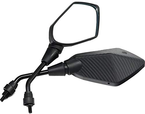 Mota Rétroviseurs Imitation Fibre De Carbone 3D Mat Universel Latéraux Pour Moto Quad Scooter Tige Filetée M8 Miroir 8 mm