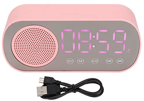 PUSOKEI Digitaler Radiowecker, Bluetooth V5.0 HiFi Lautsprecher, Spiegeluhr, Dual Alarm, UKW Radio, Wiederaufladbarer 1600 mAh Digitalradio Zum Lesen auf Reisen,