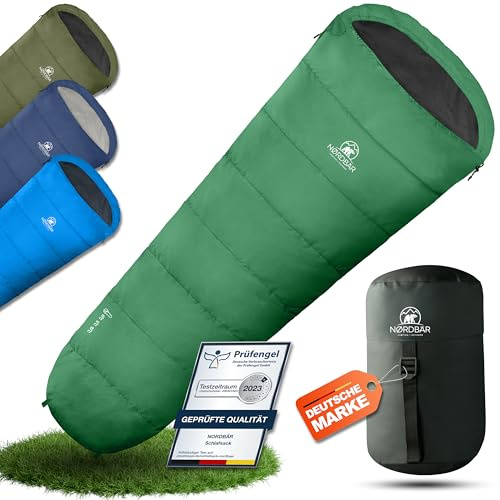 NORDBÄR® Mumienschlafsack Sommer & 3 Jahreszeiten, Ultraleicht, 750/1500 g | Ultraleicht, kleines Packmaß, Camping, Reise, Trekking, Hüttenschlafsack, 380T Nylon, wasserabweisend, 100/300 GSM, Outdoor