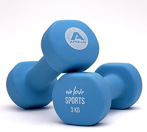 Apollo Hantelset 12 kg mit Ständer, Kurzhanteln Dumbbell Set für Frauen | Dumbbell Weights Set mit Hantelständer: 2x1, 2x2, 2x3 kg für Fitness, Krafttraining, Home Gym, Frauen & Damen