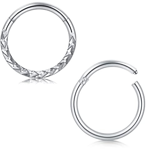 Briana Williams 2pcs Piercing Naso Septum 8mm Acciaio Chirurgico Oro Helix Piercing Setto Nasale Orecchino Piercing Nostril Anello Daith