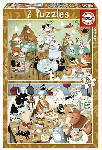 Educa - Puzzle 48 Teile für Kinder ab 4 Jahren | Waldgeschichten, 2x48 Teile Puzzle, Puzzleset für Kinder ab 4 Jahren, Kinderpuzzle, Tiere (19687)