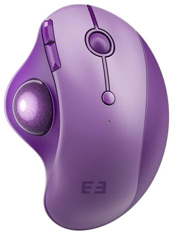 seenda Wireless Trackball Mouse, Ergonomic Bluetooth Rollerball Mouse Rechargeable, 3 Device Connection Optical Mice Adjustable DPI Thumb Control Mice Compatible for PC/Laptop/Windows/Mac - Purple