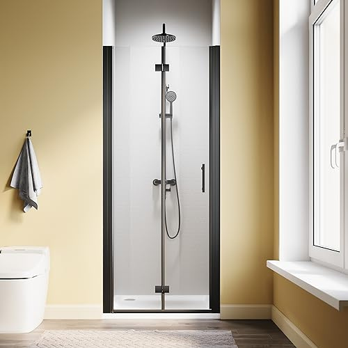 SL4U Bifold Shower Door, 30 W x 72 H, 1/4 Tempered Glass Shower Door, Foldable Shower Glass Door, Easy to Clean, Matte Black Finish