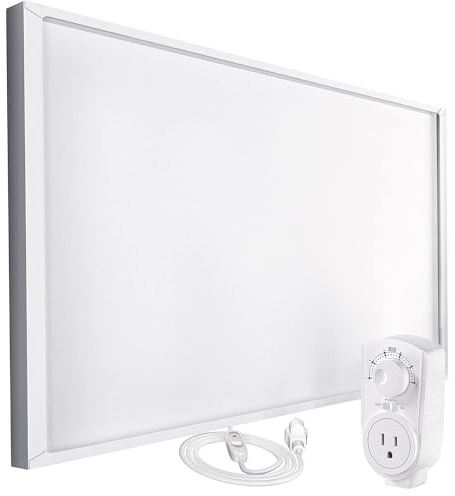EconoHome 250W Infrared Wall Heater - with Plugin Stat - Radiant Wall Heaters - Quick & Even Heat Distribution, Silent Fanless Operation, Thin & Sleek Profile - Overheat Protection Feature