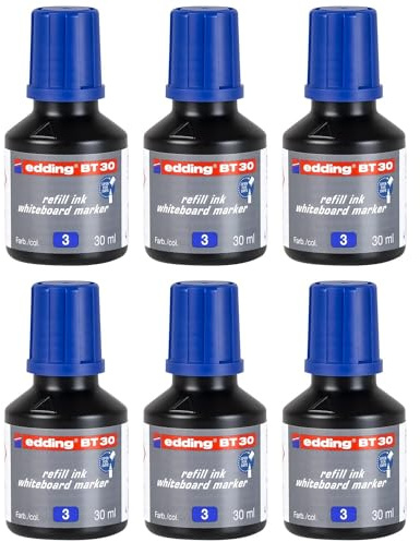 EDDING Set mit 6 Fläschchen für 30 ml blaue Tinte BT 30 für Whiteboard-Marker