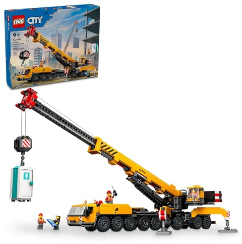 LEGO City Yellow Mobile Construction Crane Building Toy - Construction Toys for Boys & Girls, Ages 9+ Years - Gifts for Christmas - Pretend Play Set for Kids - 60409