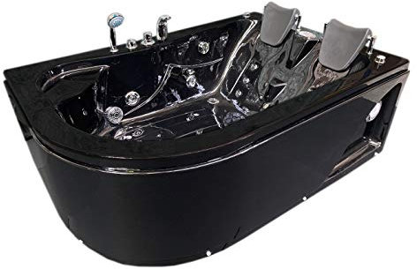 Simba Srl Hydromassage Badewanne Schwarz 170 x 115 cm 2 personen - Black Varadero