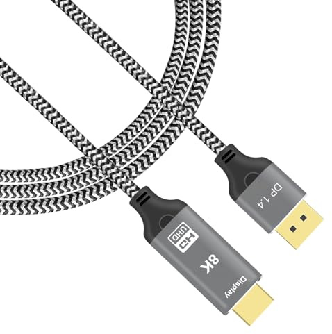Adaptador DisplayPort a HDMI 4K Cable 8K (2K 60Hz, 1080p 120Hz) Puerto de visualización unidireccional a HDMI convertidor de monitor compatible con HP, Dell, GPU, AMD, NVIDIA, más. Macho a hembra