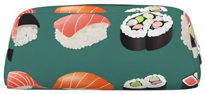 ASPOIJHN Sushi vielseitiges Leder-Federmäppchen, stilvolle Aufbewahrungstasche für Schule, Büro, Schreibwaren, Kosmetiktasche, Münzen-Organizer, silber, Einheitsgröße, Krawattenetui