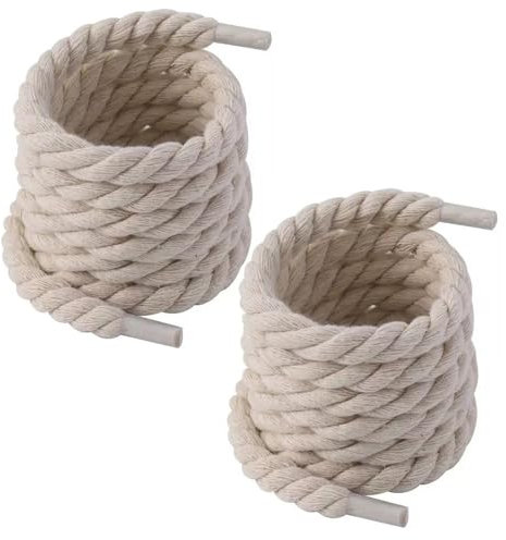 Hioip Lacci rotondi in cotone per scarpe, 10 mm di spessore, per Air Force 1, lacci di ricambio per scarpe, resistenti agli strappi, per scarpe da ginnastica AF1 (bianco sporco, 160 cm), Bianco