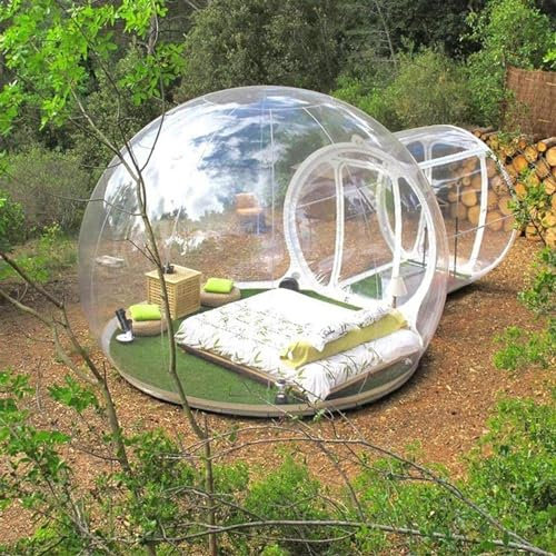 10FT Garden Igloo Dome Tent, Inflatable Bubble Balloon House with Pump and Blower, Clear PVC House Tent with 6Ft Tunnel, for Home Party, Malls, Parks Event Exhibition