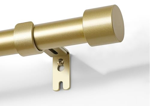 Joydeco Einstellbare Golden Gardinenstange Set 76cm-236cm Dekorative Vorhangstange mit Aluminium Endkappe für Duschraum Schlafzimmer Wohnzimmer (Golden,76cm-236cm)