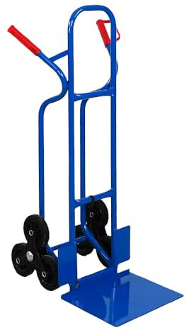 PROREGAL Treppensteiger Ragnar mit XXL klappbarer Schaufel | HxBxT 117x60x60cm | Tragkraft 250kg | 3 Hartgummi-Reifen | Stahlrahmen | Blau | Transportkarre Staplerkarre klappbar