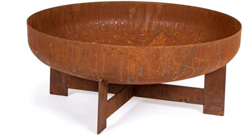 Braciere da Giardino Ø70x226 cm in Acciaio Efesto Ruggine CORTEN