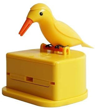 Rosojodg Gelber Specht Zahnstocherspender, niedlicher Vogel-Zahnstocherspender, Vogel-Form, automatische Boxen, Neuheit, automatischer Halter für Familien, Hotels, Restaurants, Zahnstocherhalter