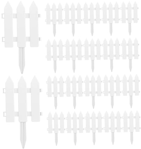 22Pcs White Picket Fence Small Elegant White Plastic Picket Fence Inserts Hedge Decorative Protective Lawn Border for Garden Landscaping Farms