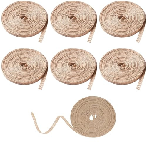 6 Rollen Vintage Juteband, 0.6cm Breit Dekoband Jute Geschenkband, Sackleinen Band Natür, Schleifenband für DIY Handwerk Verpackung Geschenk Hochzeit Weihnachten Esstisch Blumenstrauß Dekoration