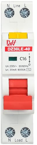Sorlpv FI/LS Schalter RCBO C16A 30mA 230V, 1P Fehlerstromschutzschalter 6kA, DIN Schienen Montage, RCD Mehrfachschutz Leitungsschutzschalter- Kurve C
