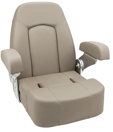 PONTTOR Bootssitz/Bootsstuhl/Steuerstuhl BLIES, mit FlipUp-Funktion, Vinyl Haptik ähnlich Stoff, für Boot Yacht (taupe)