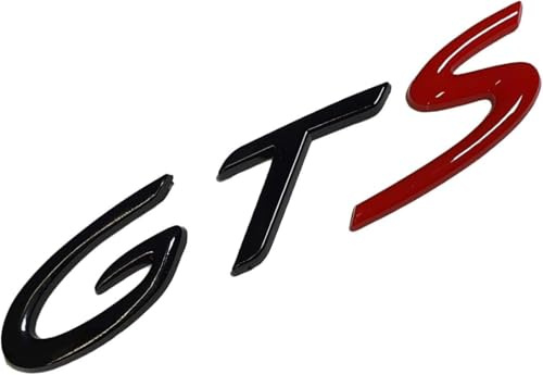MCK Auto - Emblema trasero de maletero con logotipo GTS en negro y rojo brillante. Modificación de ajuste para 911 Carrera Boxster Cayman Macan Cayenne Panamera