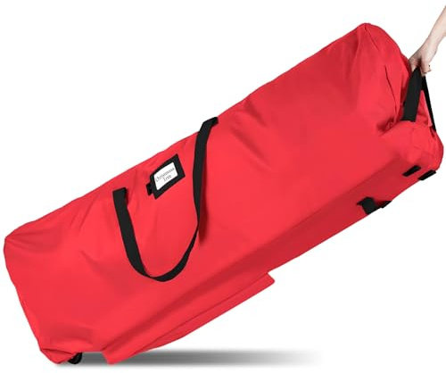 Borsa portaoggetti per albero di Natale con ruote, grandi borse portaoggetti per albero di Natale, in tessuto Oxford 600D, con tasca laterale, borsa per riporre albero di Natale, decorazioni e luci (2