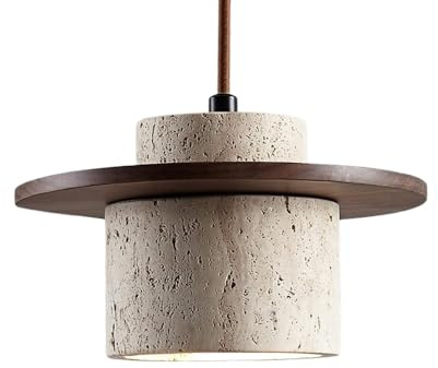 HJLJKG Minimalismo Nordico Lampada a Sospensione in Pietra Naturale Isola della Cucina sopra Il lavandino Lampada a Sospensione a soffitto in Marmo Singolo Lampadario in Legno Vintage di metà secolo