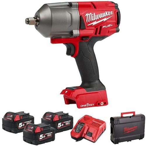 Milwaukee M18ONEFHIWF12-503X 18V Fuel 1/2 Impact Wrench with 3 x 5.0Ah Batteries, Charger & Case