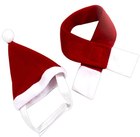 Toyvian Weihnachtskostüm Hunde Katzen Mütze Und Schal Satz Warmes Polyester Bunt Für Spaziergänge Und Weihnachtsfotos Haustierm Größe