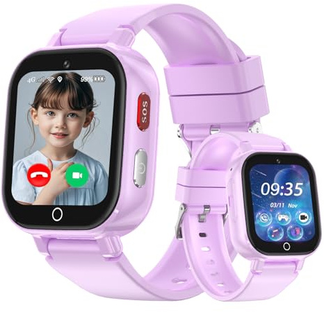 4G Smartwatch Bambini - IP68 Smart watch Telefono con Videochiamata, WIFI, Chat Vocale, GPS, SOS, Modo Classe, Registratore Contatti Modificabili, Regalo di Compleanno per Ragazzi e Ragazze Età 4-12