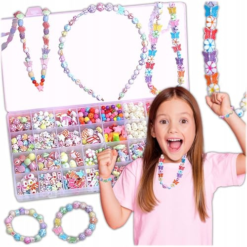 KRUMAD Perlen Set 750 Stück, Bastelset für Armbänder Selber Machen Kinder, Cube Freundschaftsarmband Selber Machen, Bunte Perlen mit Buchstaben, Zubehör für Schmuck, DIY Basteln Kinder, Armband
