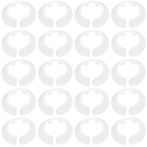 QUARKZMAN 20pcs Cache-Tuyau à Bride Décoration 1.57 (40mm), Blanc | Collier En Élastique à Clipser Cache-Trou Mur Pour Salle De Bain Cuisine Étoilette