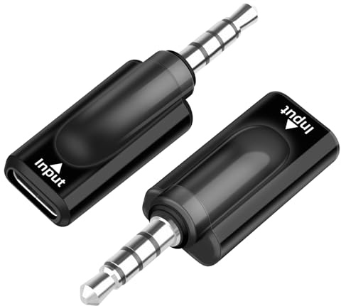 GELRHONR USB-C till 3,5 mm ljudadapter, 2-pack typ-C hona till TRRS hörlursuttagsomvandlare, 16-bit/48 kHz High Fidelity för PC, bärbar dator, Mac, smartphone (3,5 mm hane)